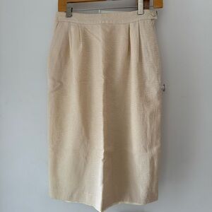 Vintage Mr.jax Cream Textured Wool blend Pencil Skirt